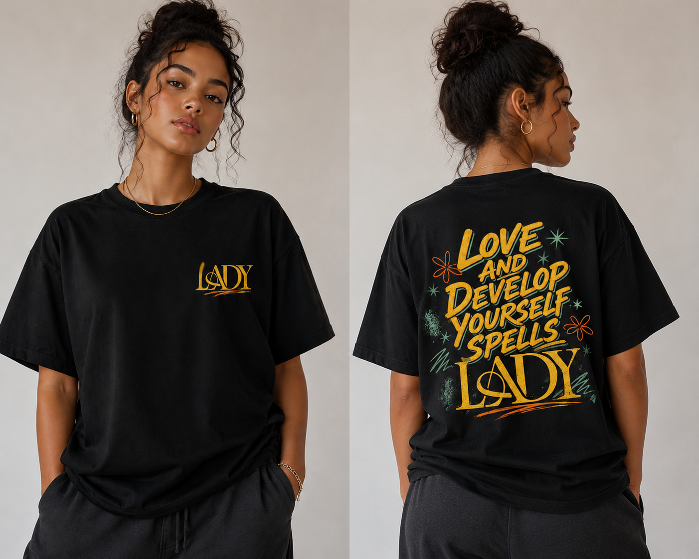 LADY Oversized Acid wash T