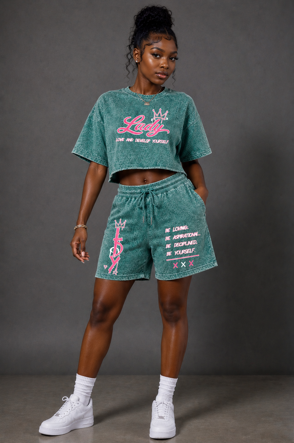 Lady Acid wash Short Set